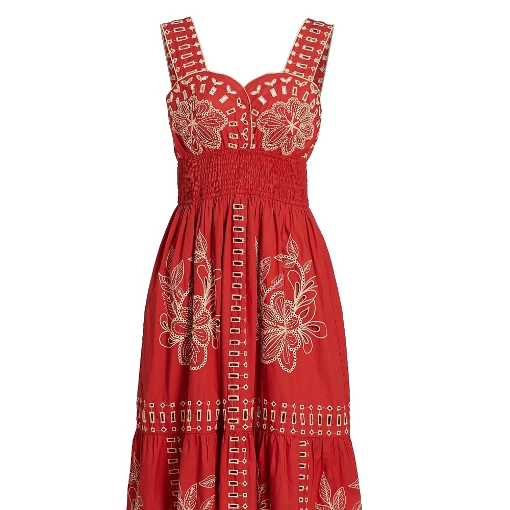Rails Fawn Embroidered Cotton Midi-Dress in Terracota size S NWT - Picture 4 of 14
